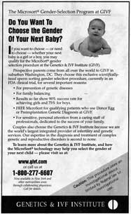 La pub du Genetics & IVF Institute parue dans le New York Times (DR) - 13.5 ko